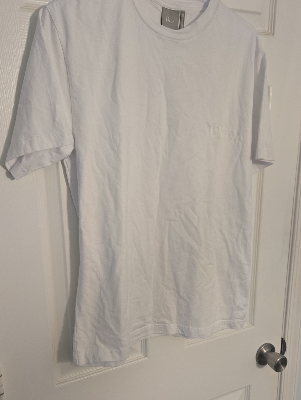 Dior White Men's Embroidered Crewneck Tee